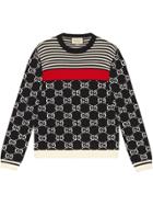 Gucci Gg And Stripes Knit Sweater - Blue