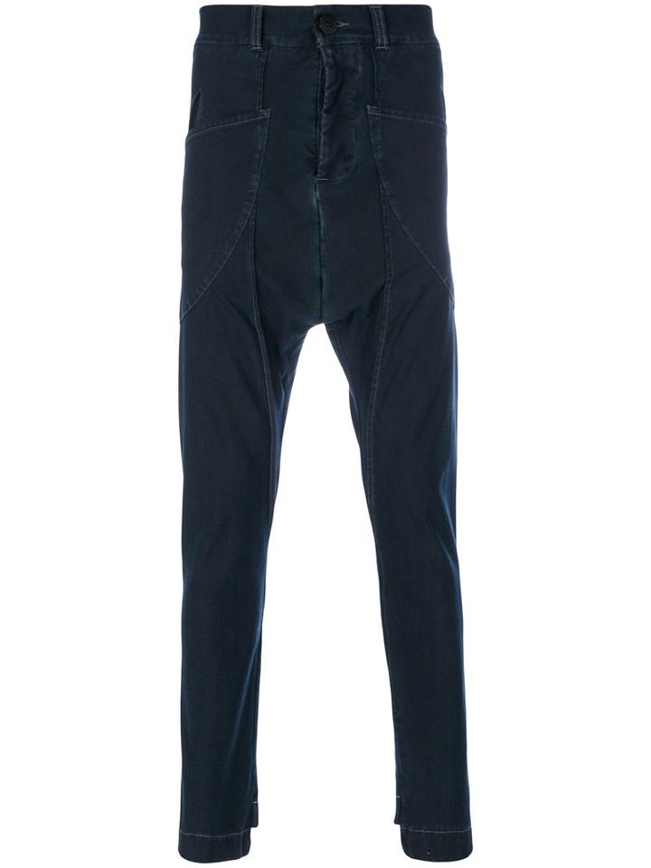 10sei0otto - Drop-crotch Skinny Trousers - Men - Cotton/polyester/spandex/elastane - M, Blue, Cotton/polyester/spandex/elastane