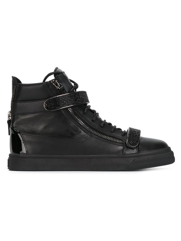 Giuseppe Zanotti Design Coby Hi-top Sneakers, Men's, Size: 45, Black, Nappa Leather/leather/rubber