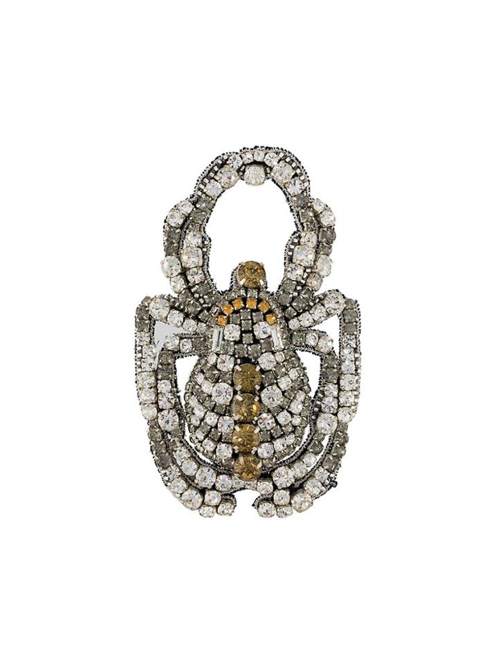 Rochas Scarab Beetle Brooch - Grey