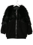 Andorine Teen Zipped Faux Fur Coat - Black