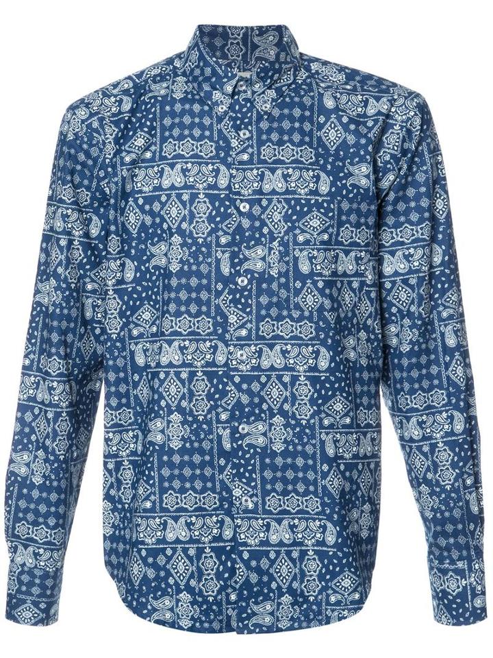 Naked And Famous Paisley Print Shirt, Men's, Size: Large, Blue, Cotton