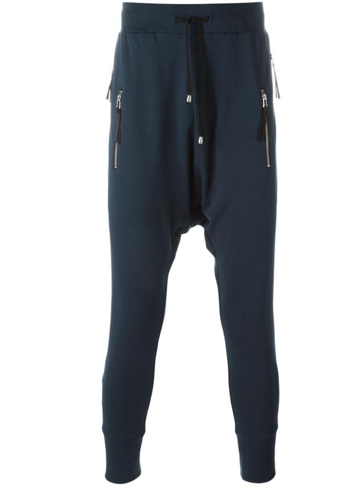 Unconditional Drop-crotch Track Pants, Men's, Size: Small, Blue, Cotton