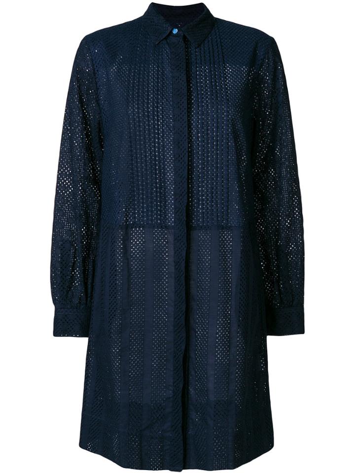 Ps By Paul Smith Pleated Shirt Dress - Blue