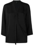 Theory Relaxed Wrap Blouse - Black