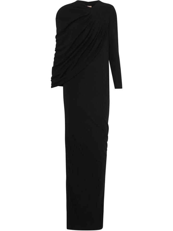 Burberry Cape-sleeve Stretch Jersey Gown - Black