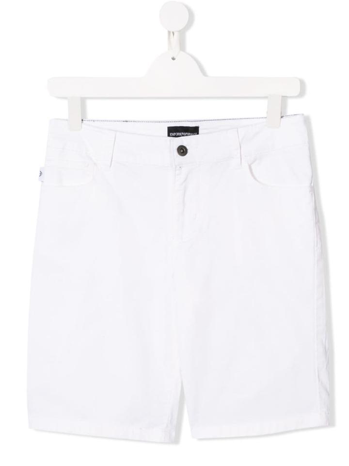 Emporio Armani Kids Slim-fit Denim Shorts - White