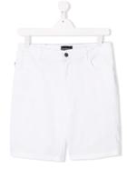 Emporio Armani Kids Slim-fit Denim Shorts - White