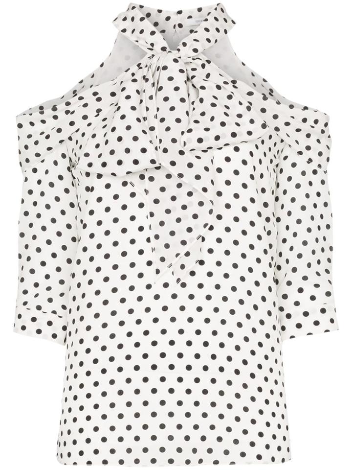 Erdem Elin Polka-dot Silk Halterneck Blouse - White