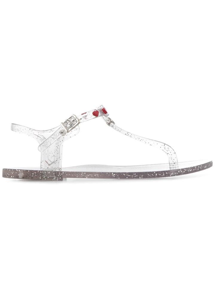 Love Moschino Flat Glitter Sandals - Neutrals