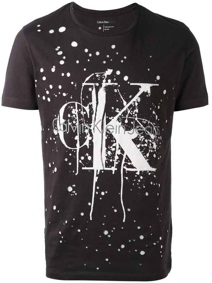 Calvin Klein Jeans - Bleached Logo T-shirt - Men - Cotton - L, Grey, Cotton