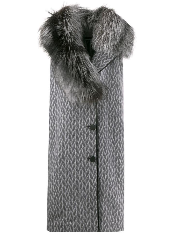 Fendi Kimono Style Motif Gilet - Grey