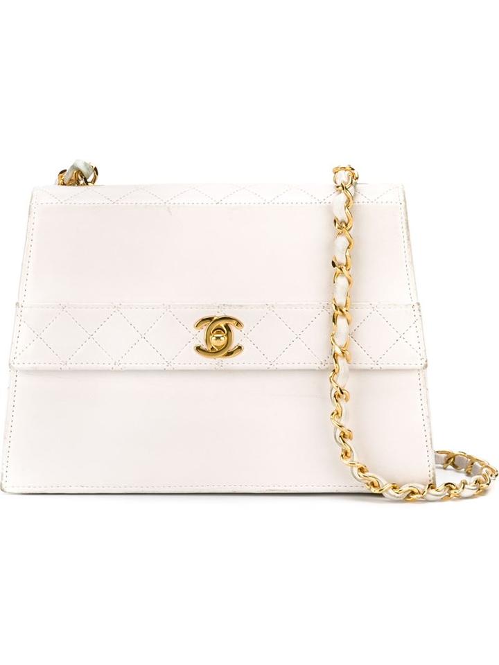 Chanel Vintage Quilted Flap Bag, Women's, White