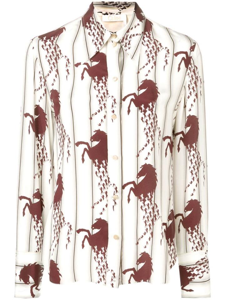 Chloé Horse-print Shirt - White