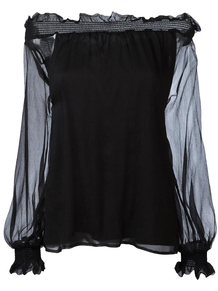 P.a.r.o.s.h. - Off Shoulder Blouse - Women - Silk/polyester - M, Black, Silk/polyester