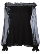 P.a.r.o.s.h. - Off Shoulder Blouse - Women - Silk/polyester - M, Black, Silk/polyester