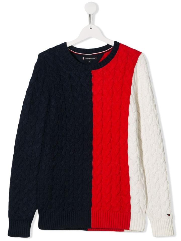Tommy Hilfiger Junior Teen Colour Blocked Jumper - Blue