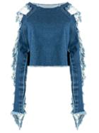 Pony Stone Distressed Sleeve Top - Blue