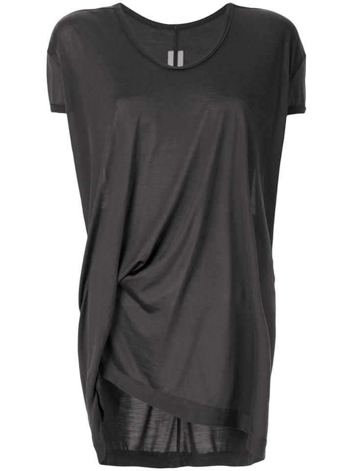Rick Owens Asymmetric Ruched T-shirt - Grey
