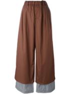Lucio Vanotti Pleated Contrast Hem Palazzo Trousers, Women's, Size: 2, Brown, Cotton