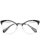 Miu Miu Eyewear Half Frame Cateye Glasses - Black