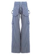Richard Malone Striped Wide-leg Trousers, Women's, Size: Small, Blue, Acrylic