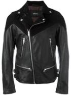 Diesel Zip Up Biker Jacket, Men's, Size: Xl, Black, Sheep Skin/shearling/goat Skin/polyester