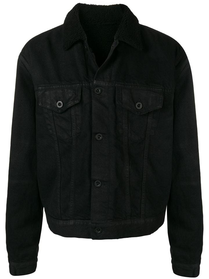 Unravel Project Buttoned Fur Collar Jacket - Black