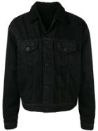 Unravel Project Buttoned Fur Collar Jacket - Black