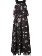 Giamba Sleeveless Ruffled Dress, Women's, Size: 42, Black, Silk/viscose/nylon/polyester