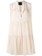 Erika Cavallini - Sleeveless Tier Dress - Women - Silk/acetate - 38, Nude/neutrals, Silk/acetate