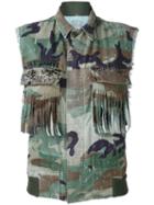 As65 Fringed Pockets Military Waistcoat, Size: Xs, Cotton/nylon