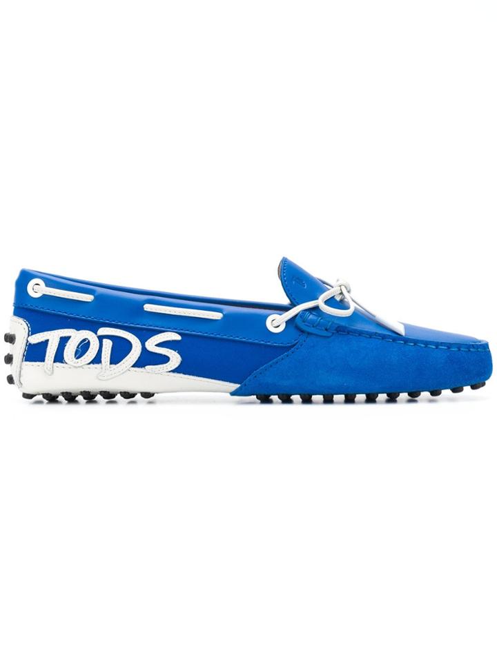 Tod's Logo Patch Gommino Loafers - Blue