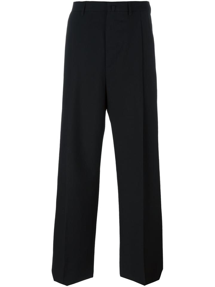 Lanvin Tailored Wide Leg Trousers, Men's, Size: 46, Black, Viscose/virgin Wool