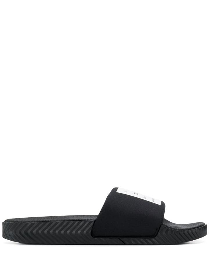 Adidas Originals By Alexander Wang Adilette Logo Print Slides - Black