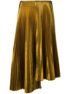 Cédric Charlier Plisse Asymmetric Skirt - Metallic