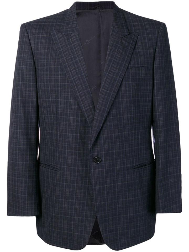 Pierre Cardin Vintage 1990's Checked Blazer - Blue