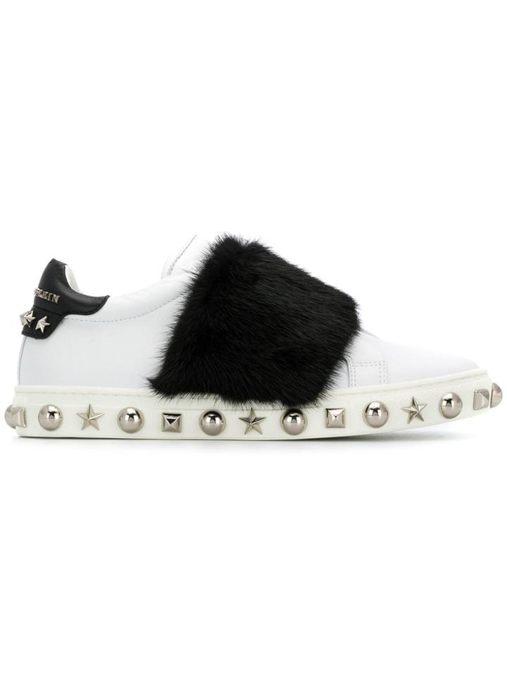 Philipp Plein Fur Trim Sneakers - White