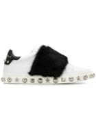 Philipp Plein Fur Trim Sneakers - White