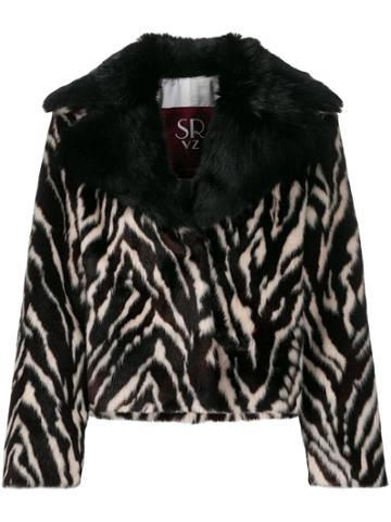Srvz Club Oversized Animal Print Jacket - Brown