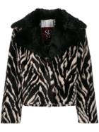 Srvz Club Oversized Animal Print Jacket - Brown