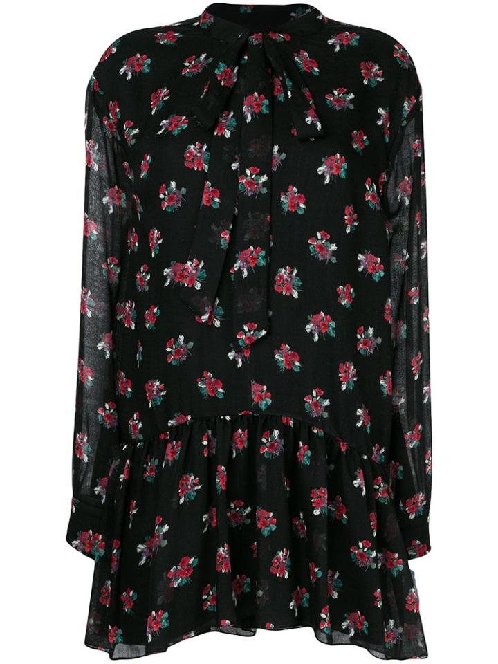 Saint Laurent Short Bouquet Print Dress - Black