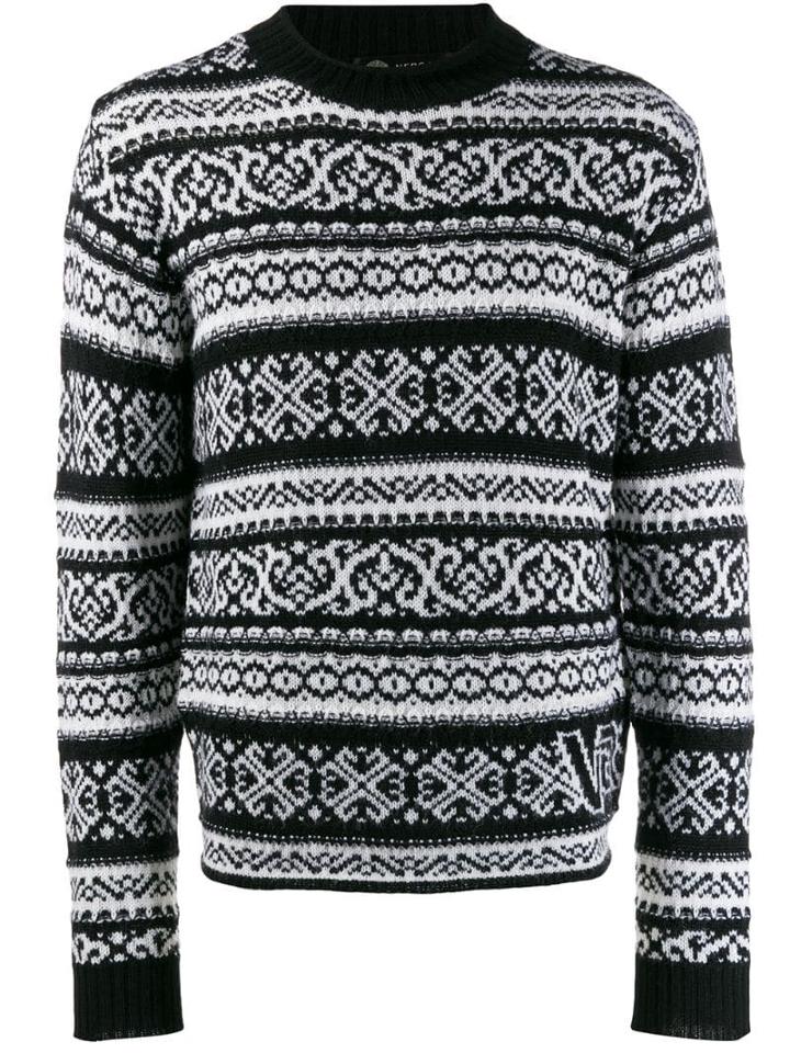 Versace Fair Isle Jumper - Black