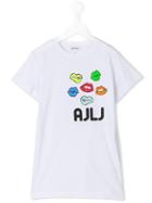 Au Jour Le Jour Kids Lips T-shirt, Girl's, Size: 10 Yrs, White
