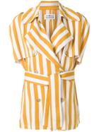 Maison Margiela Striped Trench Jacket - Yellow & Orange