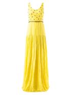 Emannuelle Junqueira Embellished Maxi Dress, Women's, Size: 38, Yellow/orange, Linen/flax/viscose