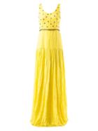 Emannuelle Junqueira Embellished Maxi Dress, Women's, Size: 38, Yellow/orange, Linen/flax/viscose