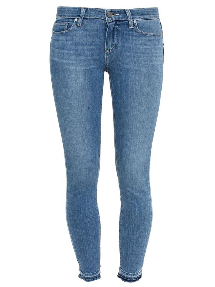 Paige Skinny Un-done Hem Jeans, Women's, Size: 29, Blue, Cotton/polyester/spandex/elastane/rayon