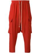 Rick Owens Drop-crotch Cropped Trousers, Men's, Size: 48, Red, Silk/acetate