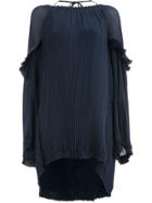 Litkovskaya Micro-pleated Short Dress - Blue